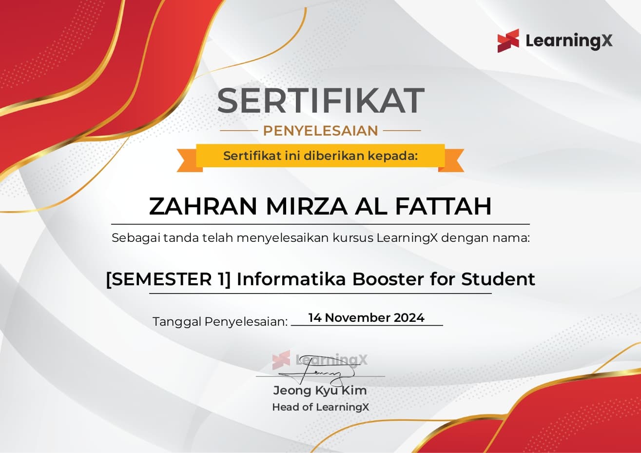 Professional Course Certificate